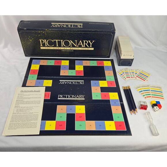 Pictionary First Edition Drawing Game 1985 Vintage Complete Original Pieces - Picture 2 of 16